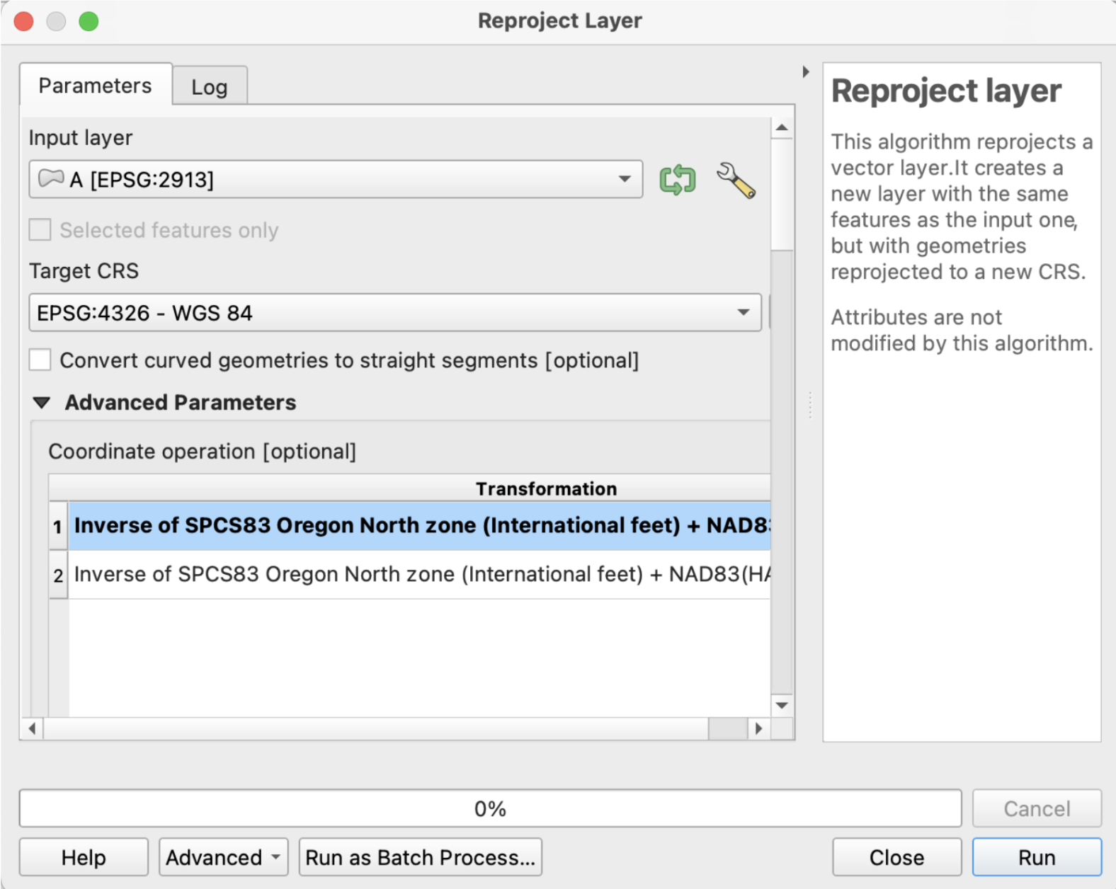 the reproject layer tool from qgis