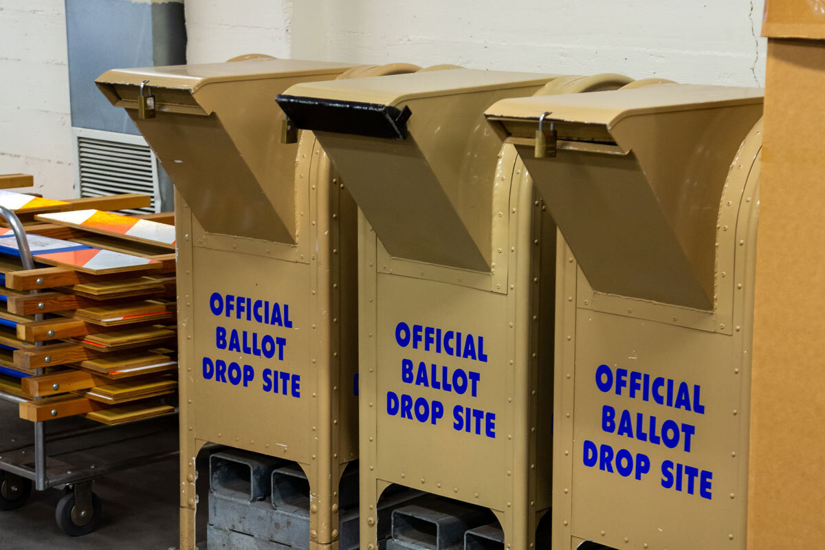 Ballot drop boxes.