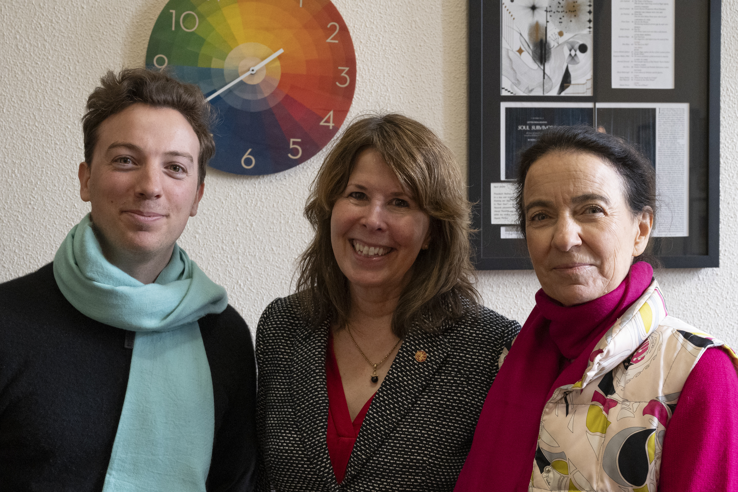 Tancredi Pucci, President Audrey Bilger, and Laudomia Pucci.