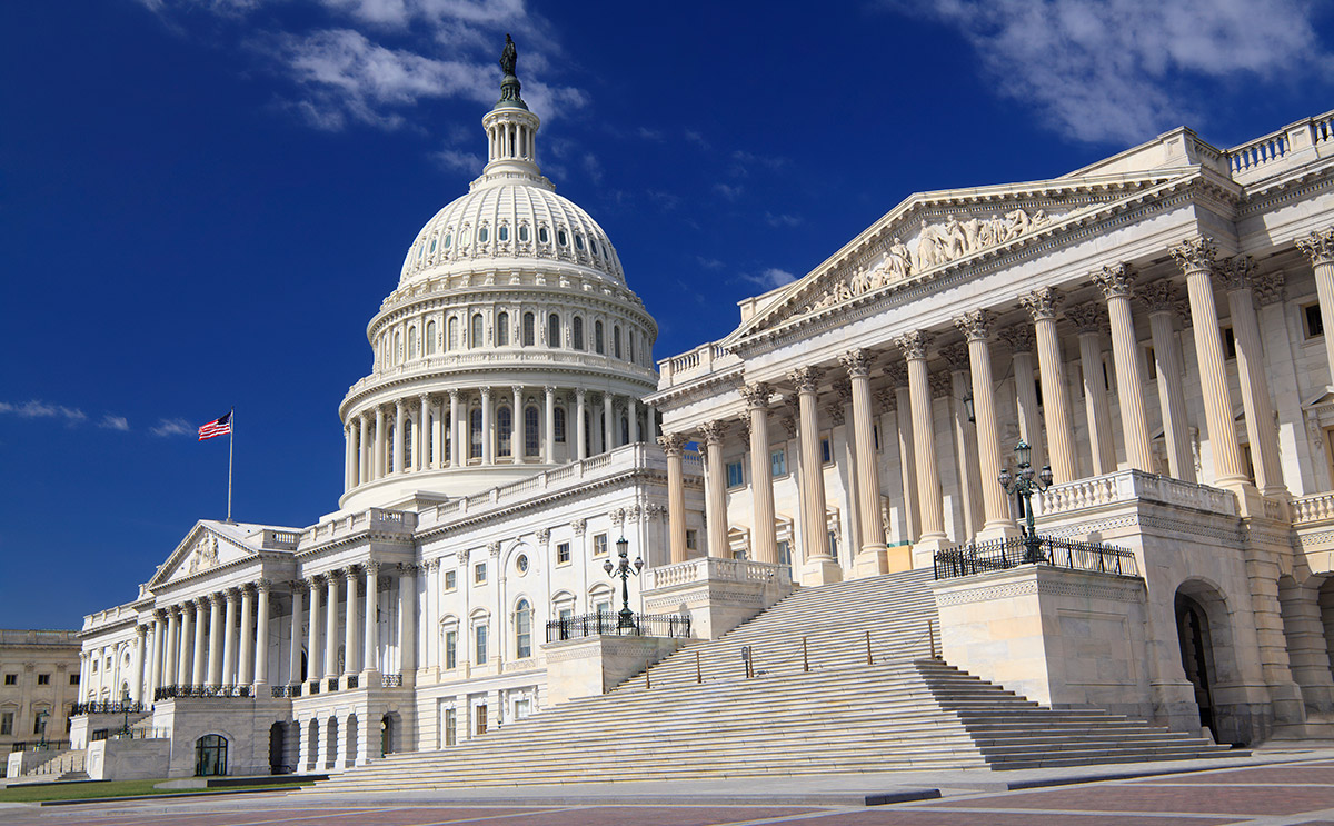 An image of the US Capital with a blue sky behind it.