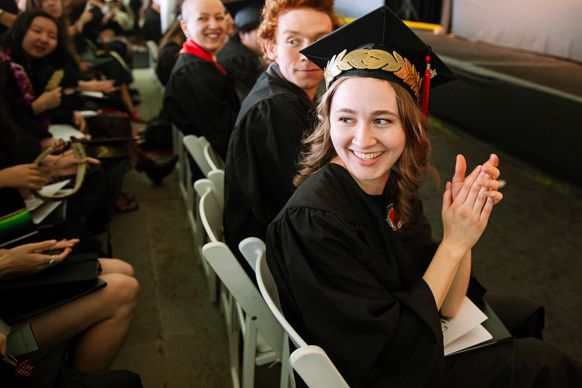 Reed students applauding during the commencement ceremony